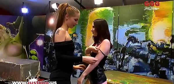  Beautiful Bibi and Innocent Lia-Louise in sperm Arena - German Goo Girls